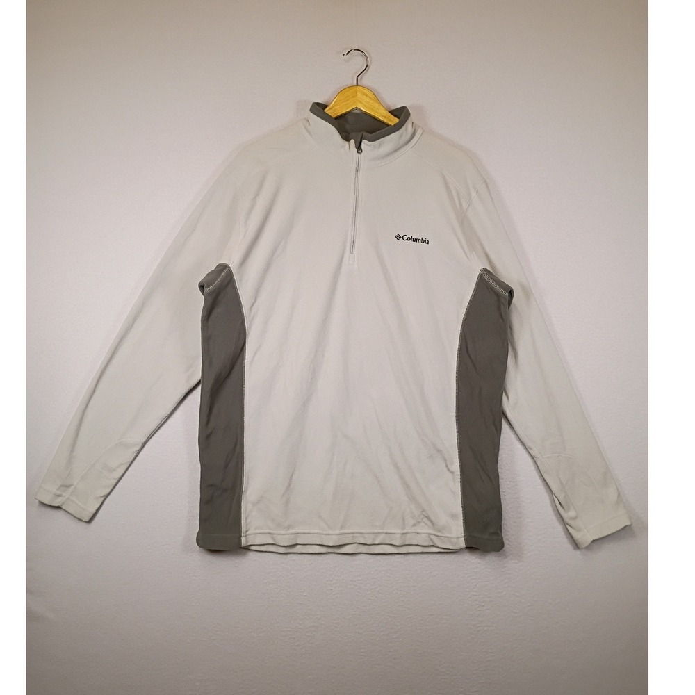 Gorpcore Columbia Mens‎ Large White Grey XM6279 1/4 Zip Fleece Pullover Jacket